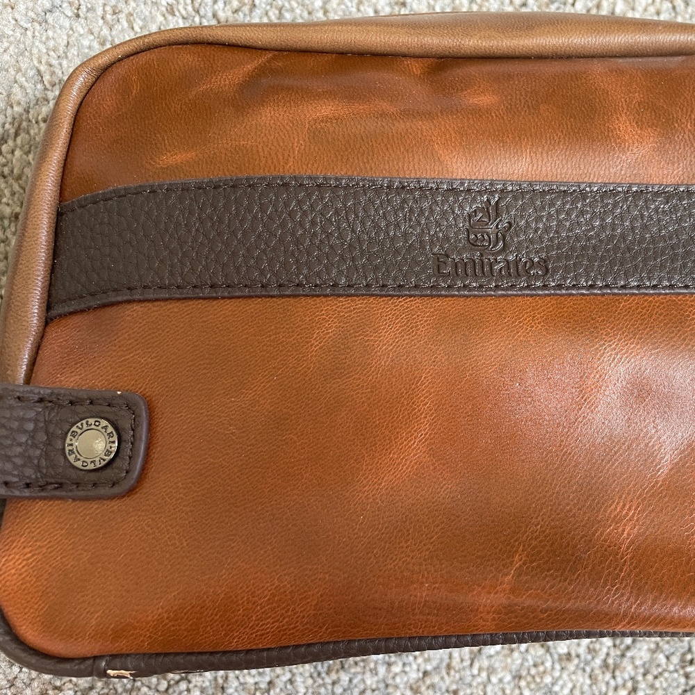 Leather Bvlgari washbag from Emirates first class